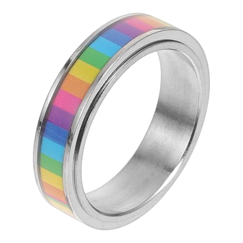 Ipetboom Regenbogenring Edelstahl Pride Schmuck Unisex Lgbt Accessoire Modisch Bequem für Party Geschenk Lesbisch Pride Festival von Ipetboom
