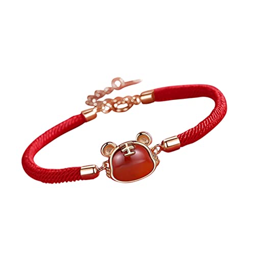 Ipetboom Reines Silber Armband Rotes Seil Geflochtenes Glücksbringer Schmuckstück Für Neujahr Damen Herren von Ipetboom