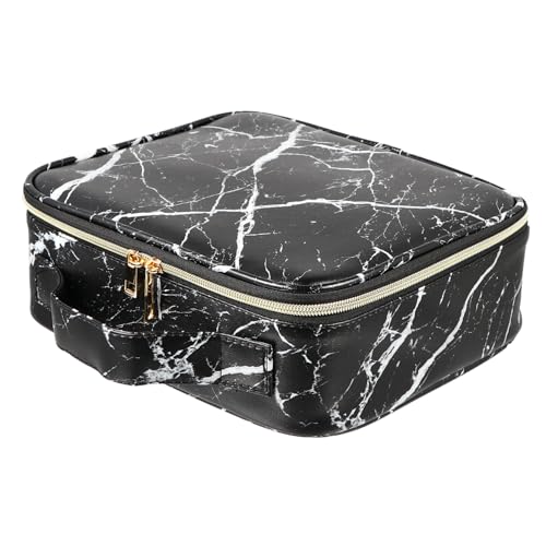 Ipetboom Reisekosmetikkoffer Marmor Design mit Verstellbaren Fächern Tragbarer Organizer für Make Up Pinsel Lippenstift Kosmetiktasche Handliches Beauty Case für Unterwegs von Ipetboom