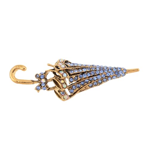 Ipetboom Retro Brosche Regenschirm mit Funkelnden Strasssteinen Eleganter Ansteckpin aus Zinklegierung Modisches Accessoire für Damen Stilvoller Vintage Brooch für Kleidung und Schals von Ipetboom