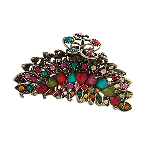 Ipetboom Retro Haarklammer Damen Vintage Haarklammern mit Strass Schmuck Starke Krallenklammer für Dickes Haar Farben Herzförmige Haarklammern Eleganter Haarschmuck für Frauen von Ipetboom