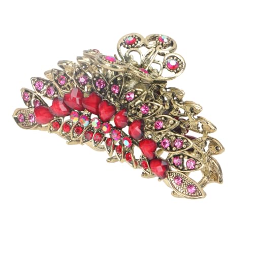 Ipetboom Retro Haarklammer mit Strasssteinen Großer Roter Krallen clip Modischer Haarschmuck für Damen Stylischer Ponytail clip Langlebige Haarklammer für Alltag und Party von Ipetboom