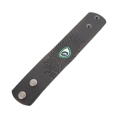 Ipetboom Retro Herren Armband Rindsleder Einstellbares Punk Handschmuck Vintage Breites Handgelenkband mit Einzigartigem Design für Männer Schwarzes Lederarmband von Ipetboom