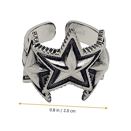Ipetboom Retro Herren Ring Verstellbar mit Fünfzackigem Stern Design Stylischer Punk Finger Schmuck für Party Festival und Alltag Modischer Offener Knöchelring Stapelbar und Robust von Ipetboom