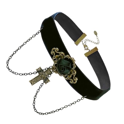 Ipetboom Retro Kurze Halskette Damen mit Kreuzanhänger und Rosenmotiv Stilvoller Choker für Alltag und Party für Mädchen und Frauen Ipetboom Retro Kurze Halskette Damen mit Kreuzanhänger und Rosenmotiv Stilvoller Choker für Alltag und Party für Mädchen und Frauen von Ipetboom