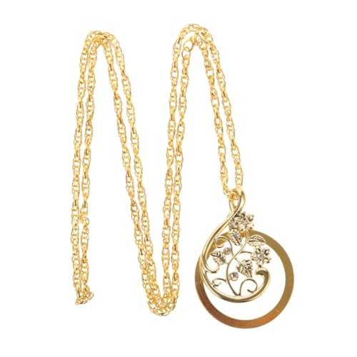 Ipetboom Retro Lupe Halskette mit Facher Vergrößerung Goldfarbener Blumen Anhänger Modisches Schmuckstück für Lesen Geschenkidee für Damen und Herren von Ipetboom