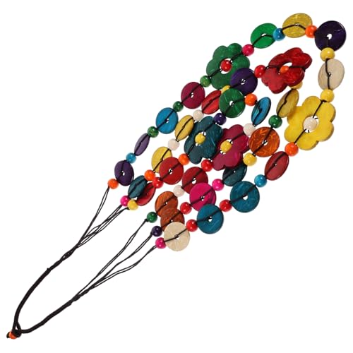 Ipetboom Böhmische Kokosnuss Schalen Halskette Für Damen Mehrlagige Vintage Schmuck Bunte Statement Halskette Für Frauen Für Strand Und Alltag von Ipetboom