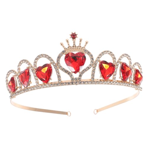 Ipetboom Retro Rote Tiara Haarschmuck mit Strass und Perlen Vintage Brautkrone mit Sicherem Haarkamm Diadem für Hochzeit Kostüm und Festliche Anlässe von Ipetboom