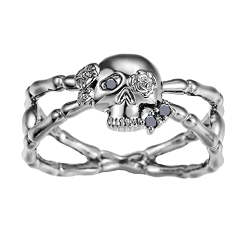 Ipetboom Retro Schädelring Herren Damen Kreativer Vintage Schmuckring Modisches Accessoire Einzigartiges Design Stilvoller Fingerschmuck Perfektes für Alltag und Kostüm von Ipetboom