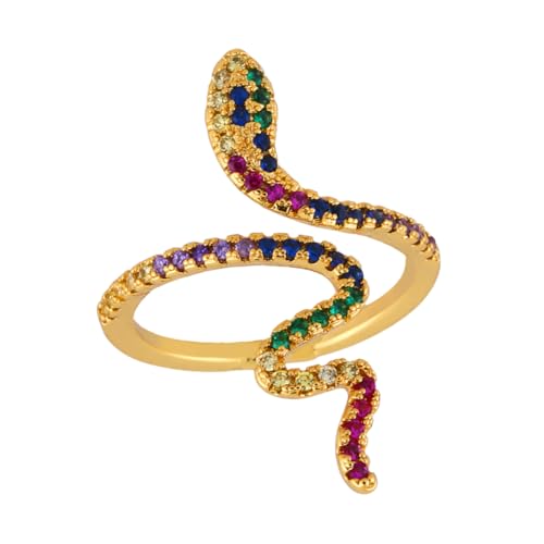 Ipetboom Retro Schlangenring für Damen Offener Verstellbarer Ring mit Glitzersteinen Hochwertigem Eleganter Schmuck für Teenager und Frauen Perfektes Accessoire für von Ipetboom