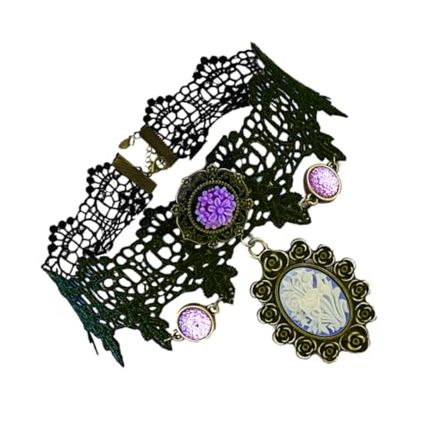 Ipetboom Retro Stil Halskette Damen Schwarz Spitzen Blume Choker Halloween Party Modeschmuck Schlüsselbein Kette Elegant und Langlebig von Ipetboom