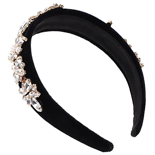 Ipetboom Retro-Volldiamant-Stirnband dekoratives Stirnband Haar Kürbishut Stirnband für Frauen Strass-Blumen-Stirnband Voller Diamant schmücken Dekorationen Kopfbedeckung Damen Stoff Weiß von Ipetboom