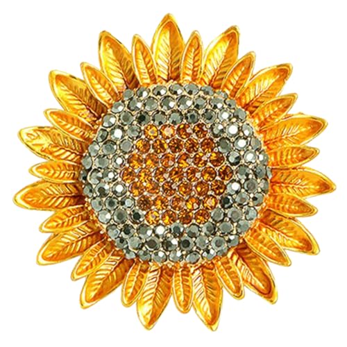 Ipetboom Rhinestone Sunflower Brosche Pin Dekorative Blume Anstecknadel für Damen Mädchen Strass Schmuck Kleidung Mantel Schal Tasche Accessoire von Ipetboom