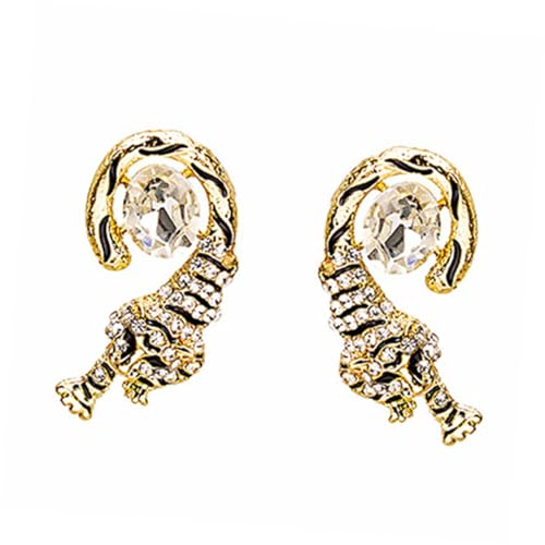 Ipetboom Rhinestone Tiger Ohrstecker Damen Alloy Ohrschmuck Statement Ohrringe für Frauen Schmuck für Partys und Alltag von Ipetboom