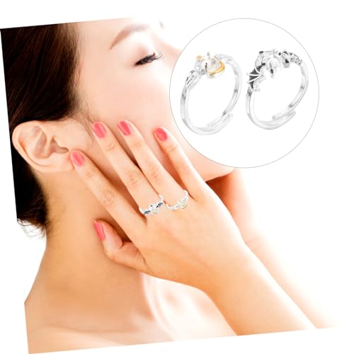 Ipetboom Ringe für Moonstone Verstellbar und Teufel Ringe Schmuck für Verlobung und Freundschaft von Ipetboom