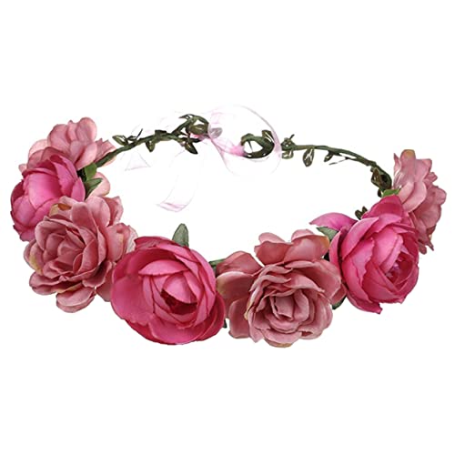 Ipetboom Rosa Stirnband Florales Stirnband Hochzeit Blumenstirnband Kranz Krone Haarkranz Mit Blumenkopfschmuck Blumenkronen Für Blumen Tiara Fee Stirnband Stoff Zubehör Blumenmädchen Frau von Ipetboom