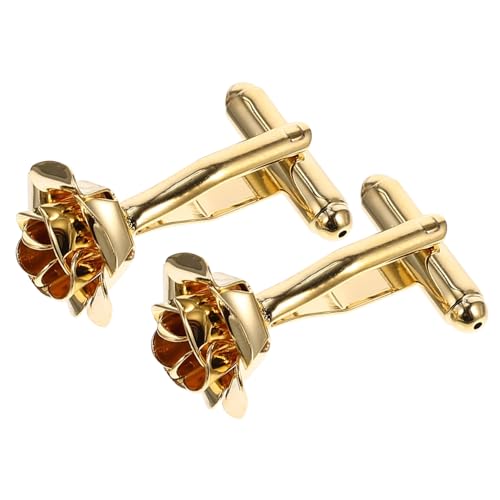 Ipetboom Roséblüten Manschettenknöpfe Herren Goldfarbene Manschettenknöpfe Anzug Hemd Accessoire Hochzeits für Männer Dezenter Formelle Anlässe von Ipetboom