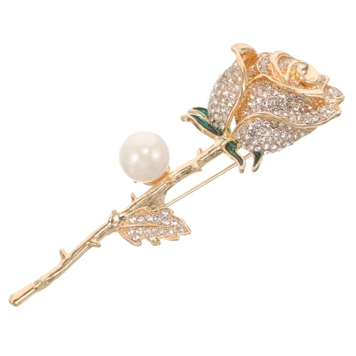 Ipetboom Rosenbrosche Damen Goldfarben mit Perlen Stilvolle Blumen Anstecknadel Langlebiger Schmuck für Blazer Mantel und Festliche Anlässe Geeignet von Ipetboom