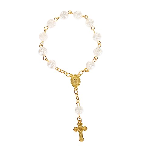 Ipetboom Rosenkranzarmband Für Frauen Aus Harzmaterial Perlenarmbänder Mit Kreuzanhänger Gebetsperlenarmband Für Männer Und Frauen Zarte Rosenperlen Für Everyday Wear Und Spezielle von Ipetboom
