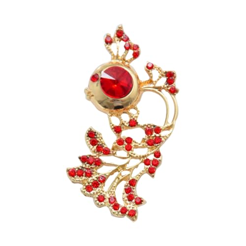 Ipetboom Rote Kristallbrosche Fisch Form Umweltfreundliche Legierung Anstecknadel Strassbrosche für Frauen Vielseitiger Schmuck zu Hochzeit Geburtstag Weihnachten von Ipetboom