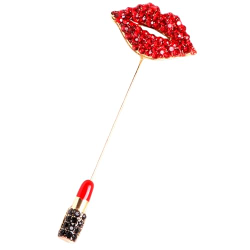 Ipetboom Rote Lippen Brosche mit Strass Öl Optik Anstecknadel Modische Kleidung Reverspin für Anzug Hut Rucksack Langlebiger Metall Schmuck für Damen von Ipetboom