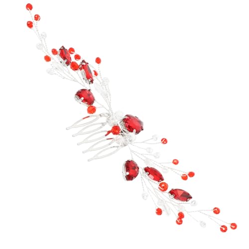 Ipetboom Roter Haarkamm mit Strasssteinen Handgefertigter Großer Haarschmuck für Braut und Mädchen Stabiler Haarclip für Hochzeit Verlobung Ball Leicht und Fest Haltend von Ipetboom