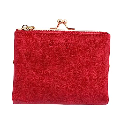 Ipetboom Roter Kurzer Damen Retro Münzbeutel mit Schnappverschluss Multifunktionale Kleine Brieftasche für Schule Shopping Leicht Langlebig Premium PU Material Ipetboom Roter Kurzer Damen Retro Münzbeutel mit Schnappverschluss Multifunktionale Kleine Brieftasche für Schule Shopping Leicht Langlebig Premium PU Material von Ipetboom