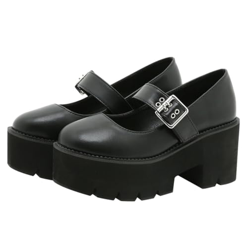 Ipetboom Runde Damenschuhe mit Metallverschluss Bequeme Freizeit Lederschuhe Flache Atmungsaktive Schuhe mit Rutschfester Sohle Schwarze Slipper für Alltag und Party von Ipetboom