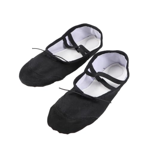 Ipetboom Rutsch Ballettschuhe aus Canvas mit Geteilter Sohle Elastischem Band Leicht und rutschfest Geeignet für Yoga Ballett Tanz für Erwachsene Schwarz von Ipetboom