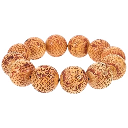 Ipetboom Sandelholz Perlenarmband Handgeschnitzt mit Drachenmotiv Unisex Gebetsperlen Armband Langlebig Leicht und Glatt Modischer Schmuck für Hochzeit Party und Alltag von Ipetboom