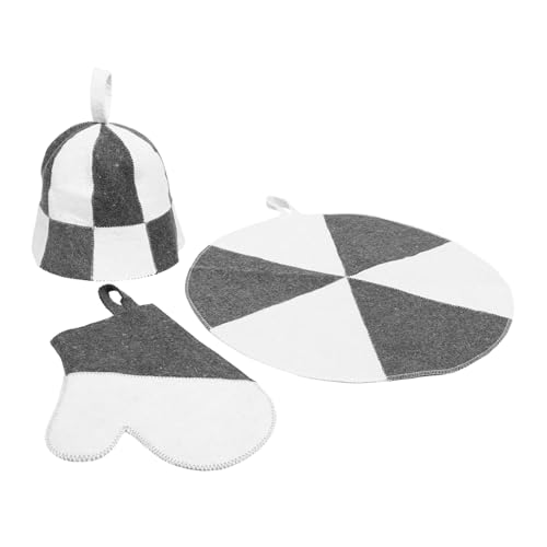 Ipetboom Sauna Hut Damen Wärmeschutz Dickes Saugfähiges Filzmaterial mit Handschuhen und Sauna Matte Hitzebeständiger Isolierender für Dampfbad und Spa Komfortables Schwitzschutz Zubehör von Ipetboom