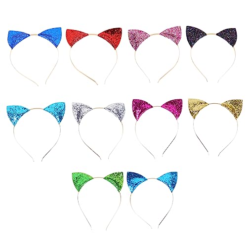 Ipetboom 10stücke Katzenohren Haarband Mit Glitzer Haarreif Für Party Accessoires Aus Legierung Stirnbänder Für Halloween Und Karneval von Ipetboom