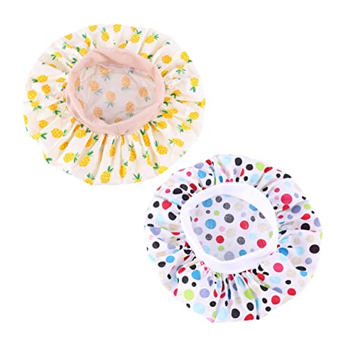 Ipetboom 2stücke Junge Mädchen Schlafmütze Elastische Weiche Schlafhaube Mit Weitem Rand Kreatives Design Ananas Bunte Punkte Für Haarschutz Während Des Schlafs von Ipetboom
