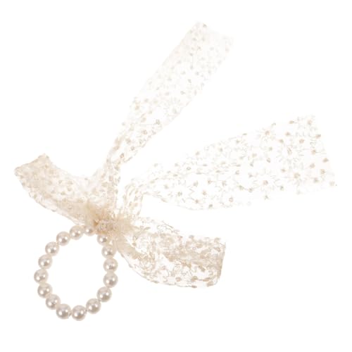 Ipetboom Perlen-haargummi Mit Schleife Elegante Haaraccessoires Für Mädchen Vielseitiger Ponytail- Aus Netzstoff Und Spitze Für Besondere Anlässe Und Alltagslooks von Ipetboom