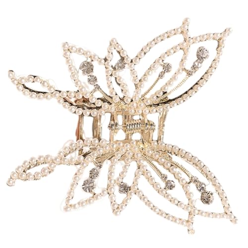 Ipetboom Schmetterling Haarklammer mit Perlen und Strass Mehrlagige Haarspange für Damen Modisches Haar Accessoire Rutschfestes Styling Werkzeug für Stilvolle Frisuren von Ipetboom