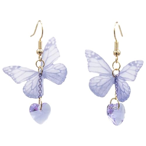 Ipetboom Schmetterling Ohrringe Damen Stoff Ohrhänger Leicht Stoff Mode Statement Schmuck für Hochzeit Party Alltag von Ipetboom