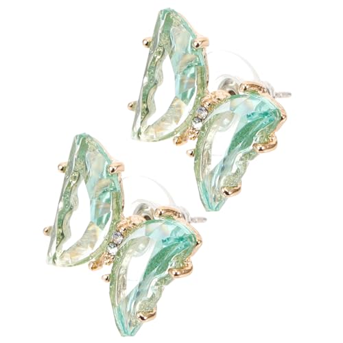 Ipetboom Schmetterling Ohrstecker Damen Grün Zirkonia Ohrschmuck Funky Minimalistisch Strahlend Transparente Steine Leicht Elegant von Ipetboom
