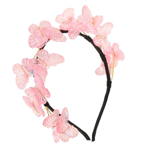Ipetboom Schmetterlings stirnband Damen Dekoratives Leichtes Party Haarband mit Süßen Rosa Schmetterlingen Komfortabel und Langlebig für Hochzeit Geburtstag Fasching und Alltag von Ipetboom