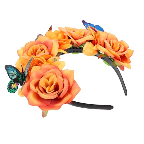 Ipetboom Floral Headband Mit Stoffrosen Und Schmetterlingen Haarschmuck-dekoration Für Damen Für Partys Hochzeiten Und Cosplay von Ipetboom