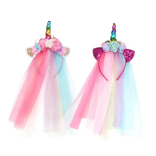 Ipetboom Schulterklappen 1 Stk Einhorn-Stirnband mit Tüll Einhorn Stirnband für Mädchen kinder haarschmuck hair accessories for girls Haarband Haargummi glitzernder Ohrschmuck die Blumen von Ipetboom