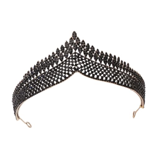 Ipetboom Schwarze Barock Krone Haarschmuck Vintage Rhinestone Tiara Braut Kopfschmuck Damen Hochzeit Stirnband für Brautjungfern und Festliche Anlässe von Ipetboom