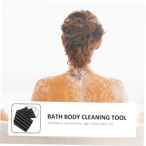 Ipetboom Schwarzer Verlängerter Dusch und Körperscrubber aus Hautfreundlichem PP mit Streifenmuster Langlebiges Badetuch für Gründliche und Angenehme Massage für Erwachsene von Ipetboom