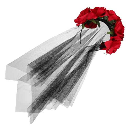 Ipetboom Schwarzes Netz-haarband Mit Künstlicher Rosenblüte Für Frauen Für Cosplay Und Partys Vielseitiges Kopfschmuck-accessoire Rot Leicht Und Komfortabel von Ipetboom