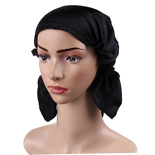 Ipetboom Seiden-mütze Für Frauen Chemotherapie-kopfbedeckung Bequeme Und Atmungsaktive Schlafhaube Zum Schutz Der Haare Schwarz Für Schlaf Und Pflege von Ipetboom