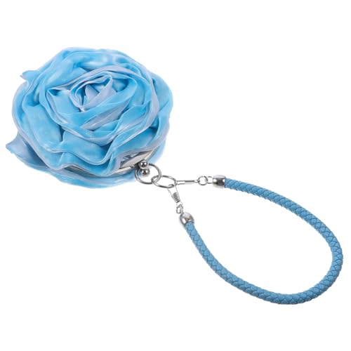 Ipetboom Seidentasche Hochzeit Frauen geldbörse kleine Geldbörse Portemonnaie Minitaschen für Damen Schmuck Geldbörse Geldbörsen Blumen Brieftasche Geldbörse Blumenform Polyester Himmelblau von Ipetboom