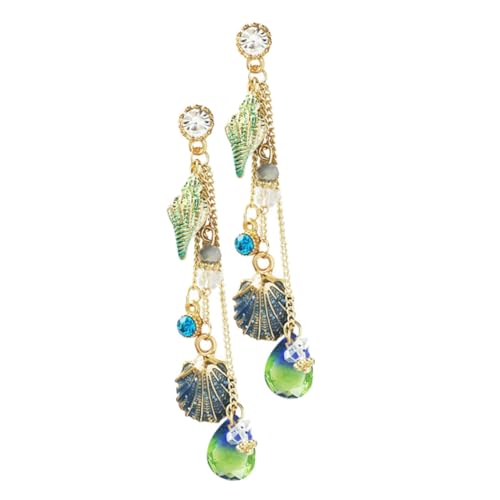 Ipetboom Silber Muschel Ohrstecker Damen Sommer Strand Ohrringe mit Quaste Leichte Piercing Ohrschmuck für Party Hochzeit Lange Ohrhänger von Ipetboom