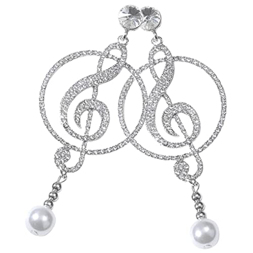 Ipetboom Silber Musiknoten Ohrhänger Damen mit Funkelnden Zirkonia Hängende Statement Ohrringe Langlebig und Auffällig für Partys und von Ipetboom