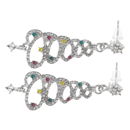 Ipetboom Silber Weihnachtsbaum Ohrstecker Damen Zirkonia Ohrschmuck Festliche Ohrringe Weihnachtskugeln Design Klassisch Farbige Mikrozirkonien Alltagsschmuck Geschenkidee von Ipetboom