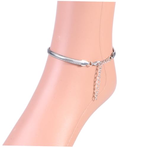Ipetboom Silberne Damen Fußkette aus Dünner Metallkette mit Feinem Schuppenmuster Leichtes Strand Anklet Schmuckstück Elegantes Knöchelarmband für Frauen Modisches Fußband für Sommer und von Ipetboom