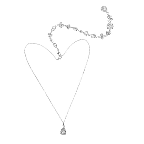 Ipetboom Silberne Rückenkette Damen mit Kristallanhänger Lange Braut Halskette für Hochzeit und Party Eleganter Körperschmuck Modisches Design für Rückenfreies Kleid Feine Verarbeitung von Ipetboom